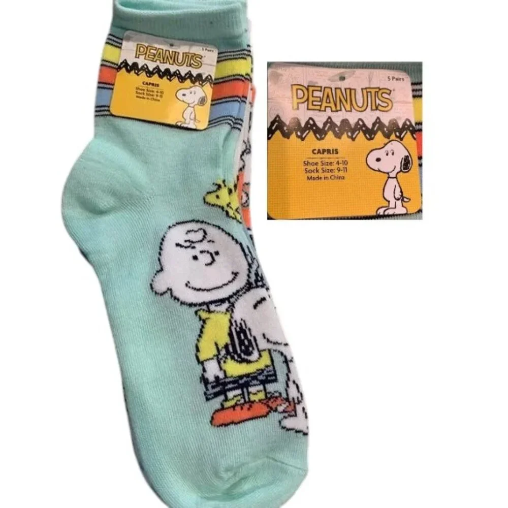 Peanuts Snoopy Charlie Brown Socks NWT 5 pair